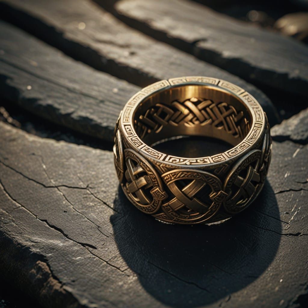 Men's Gold Viking Knot Ring on Hand
