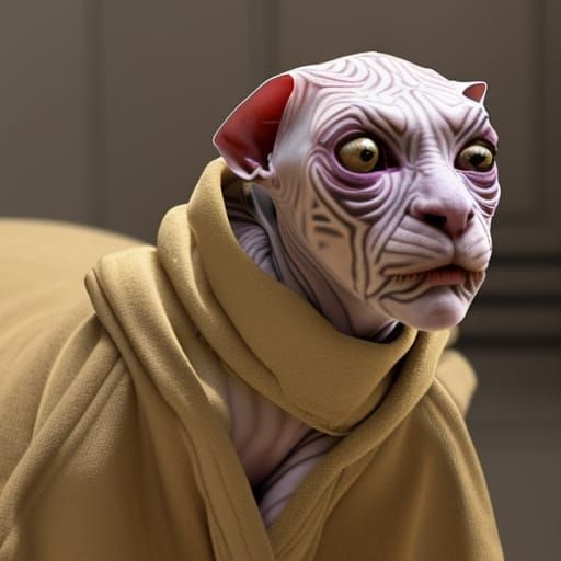 Snoke as Ugly Cat in Golden Robe