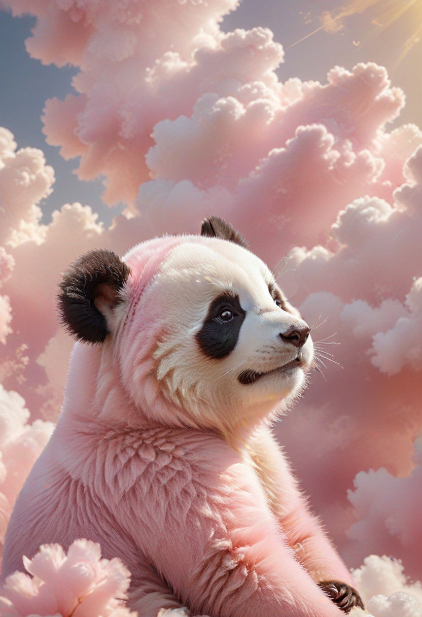 Pink Panda Goddess Basks in Soft Golden Light
