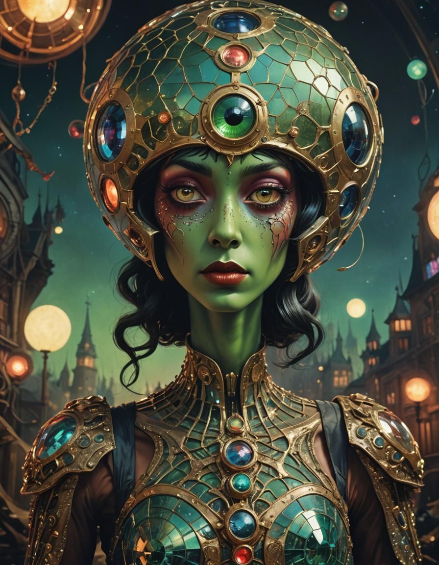 Lovecraftian Disco Ball in Autochrome Photography Style