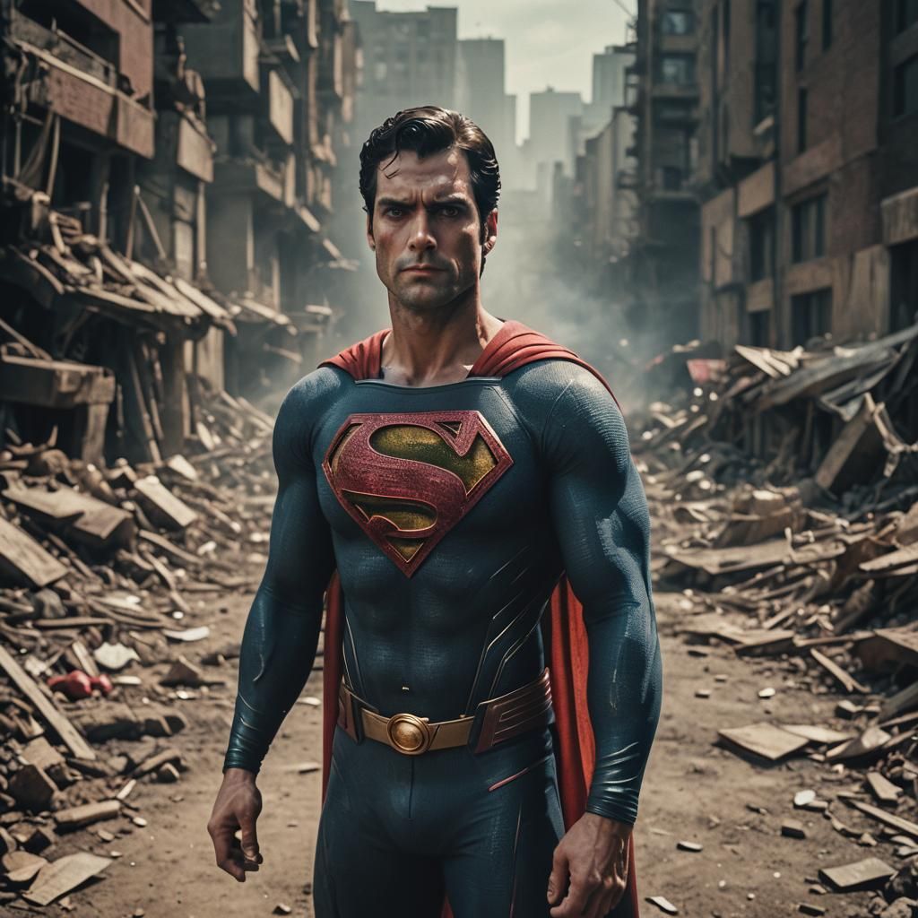 Superman with Red Eyes: Cinematic Film Still