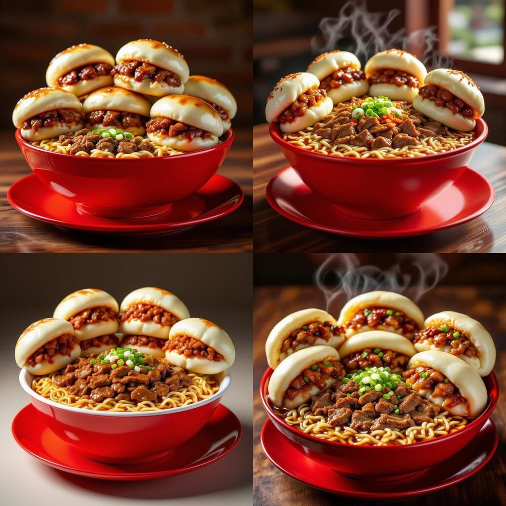 Giant Styrofoam Ramen Bowl with Bao Buns