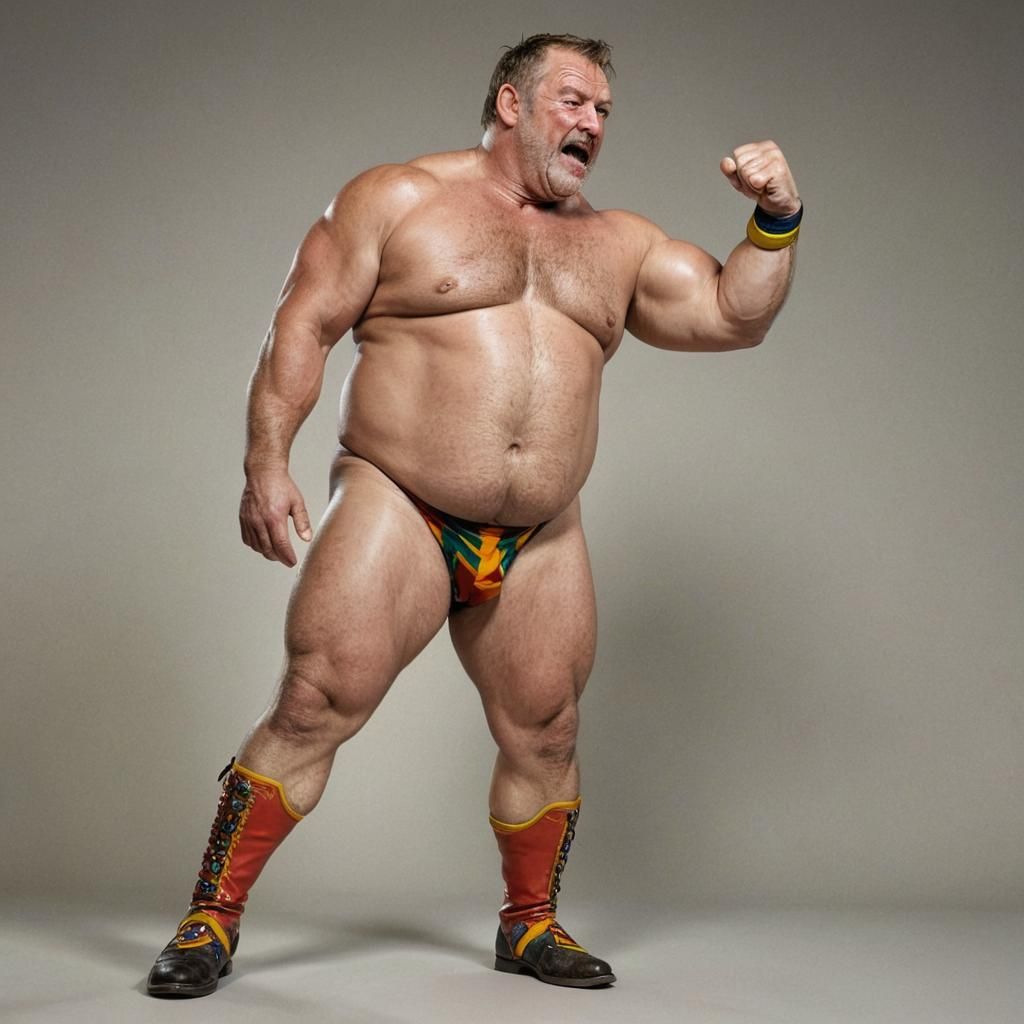 Triumphant Muscular Wrestler in Hyper-Realistic Concept Art