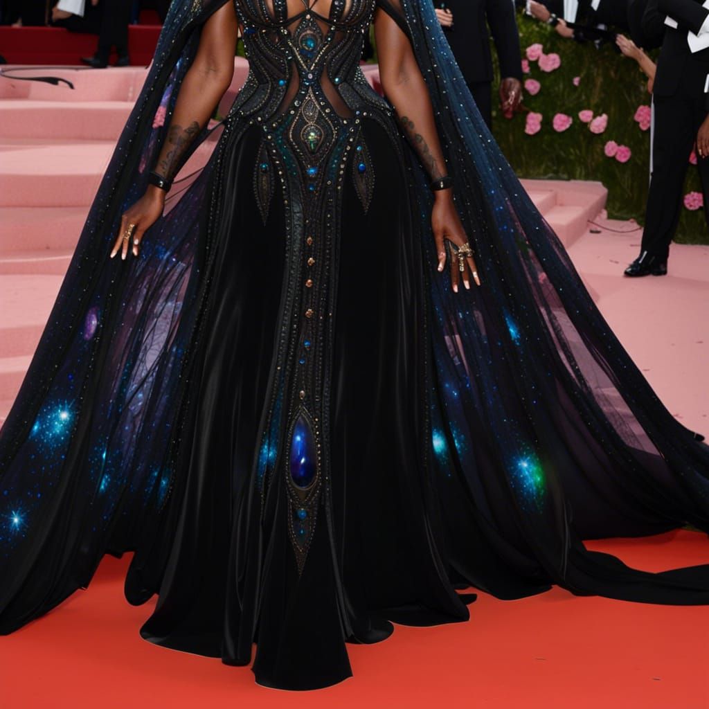 Ethereal Black Opal met gala dress decorated with black opals& Ethereal vibes& magical vibes& beautiful craftsmanship vi...