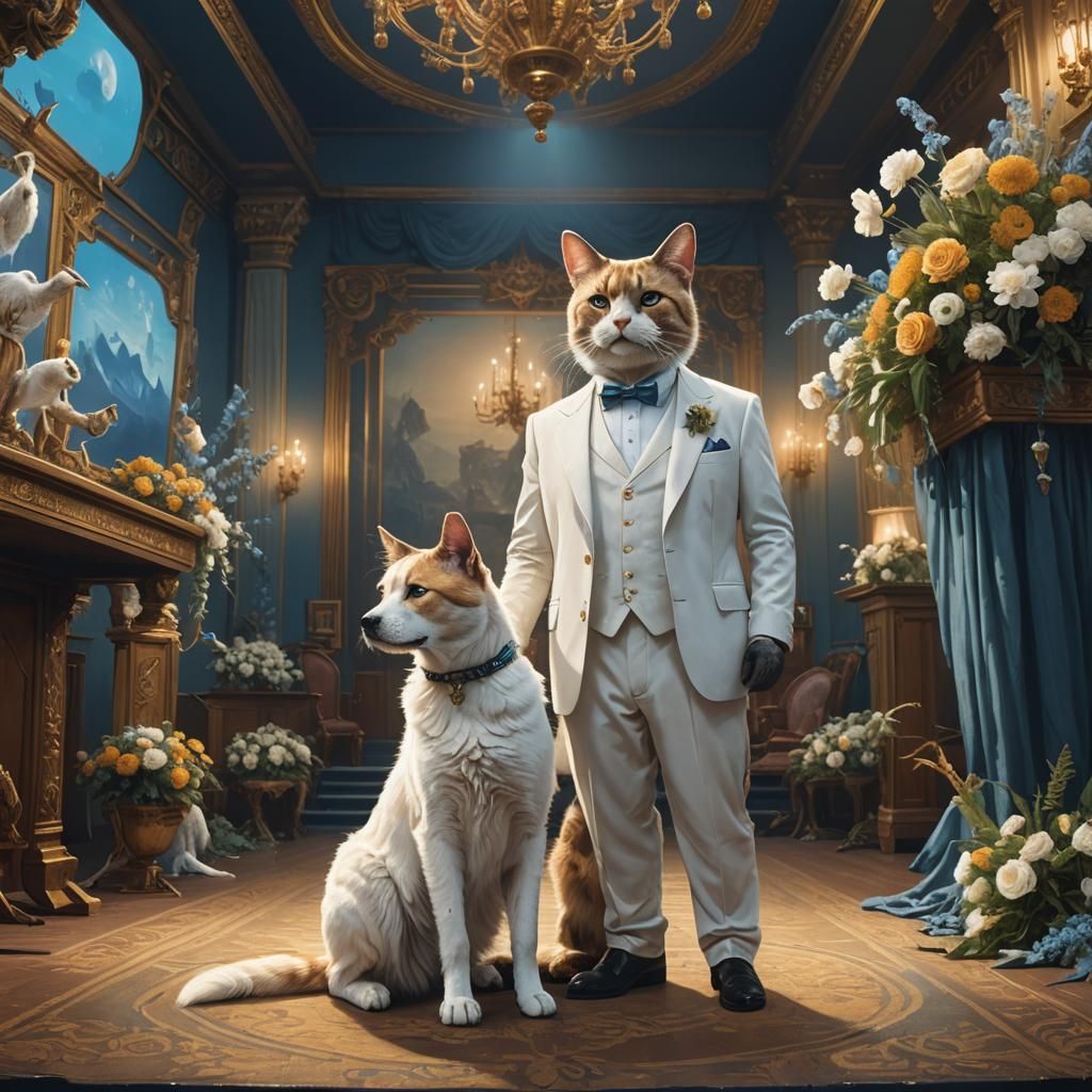 Cat and Dog Stage Duo as Matte Painting