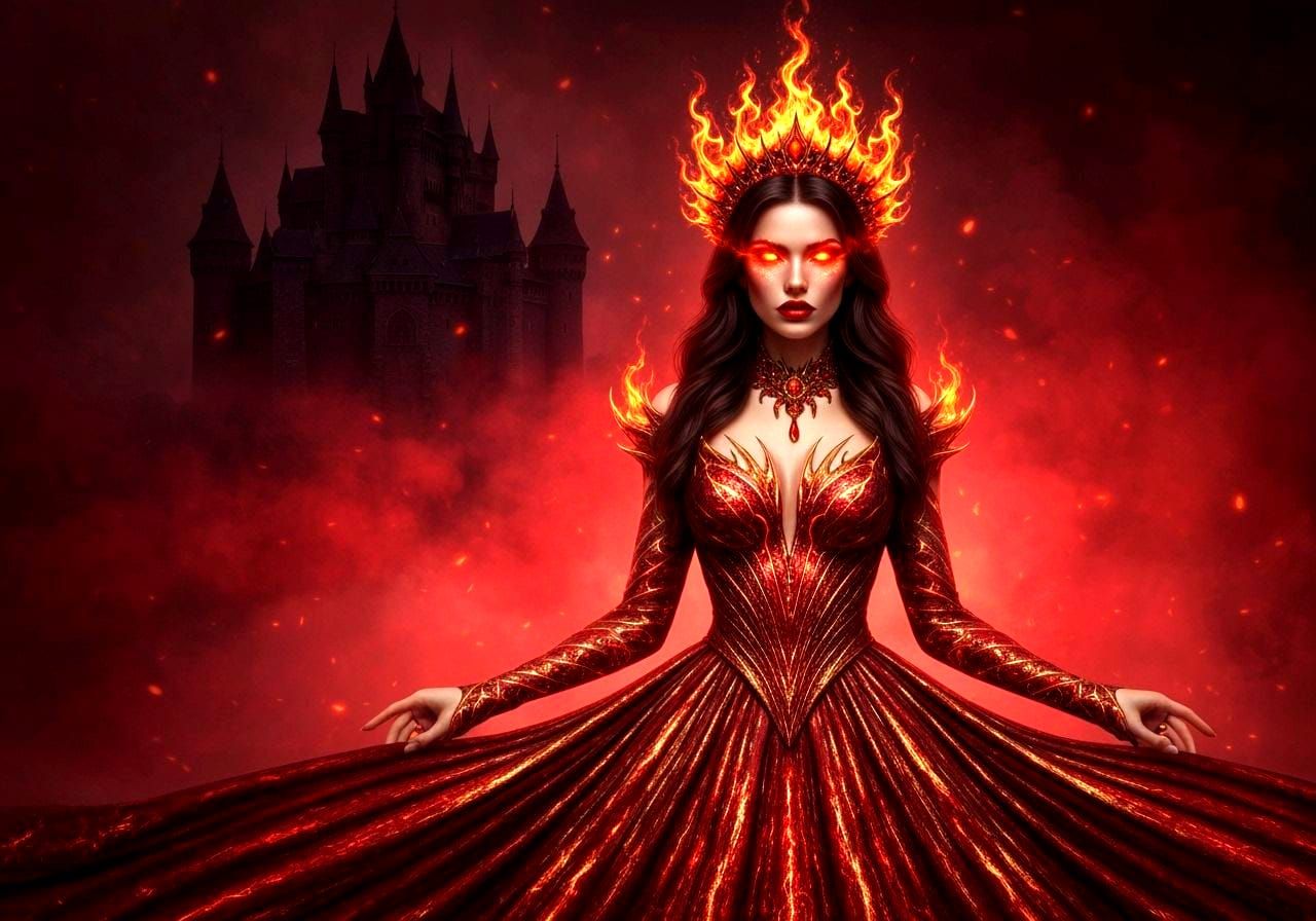 Fiery Queen in Gothic Portrait Style