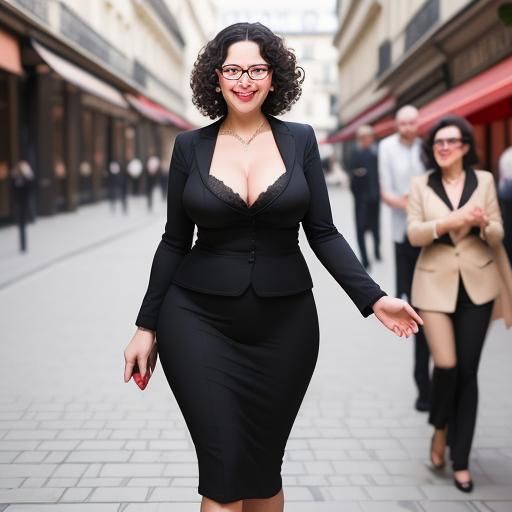 Elegant Parisian Lady with Red Glasses