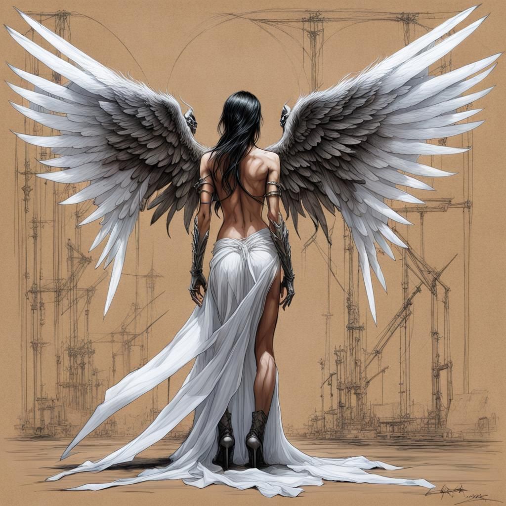 Fallen Cyberpunk Angel with LED Wings