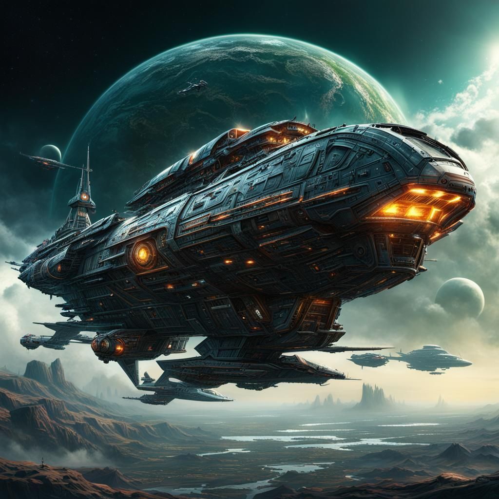 CelticPunk Starship Racer: Epic Digital Matte Painting
