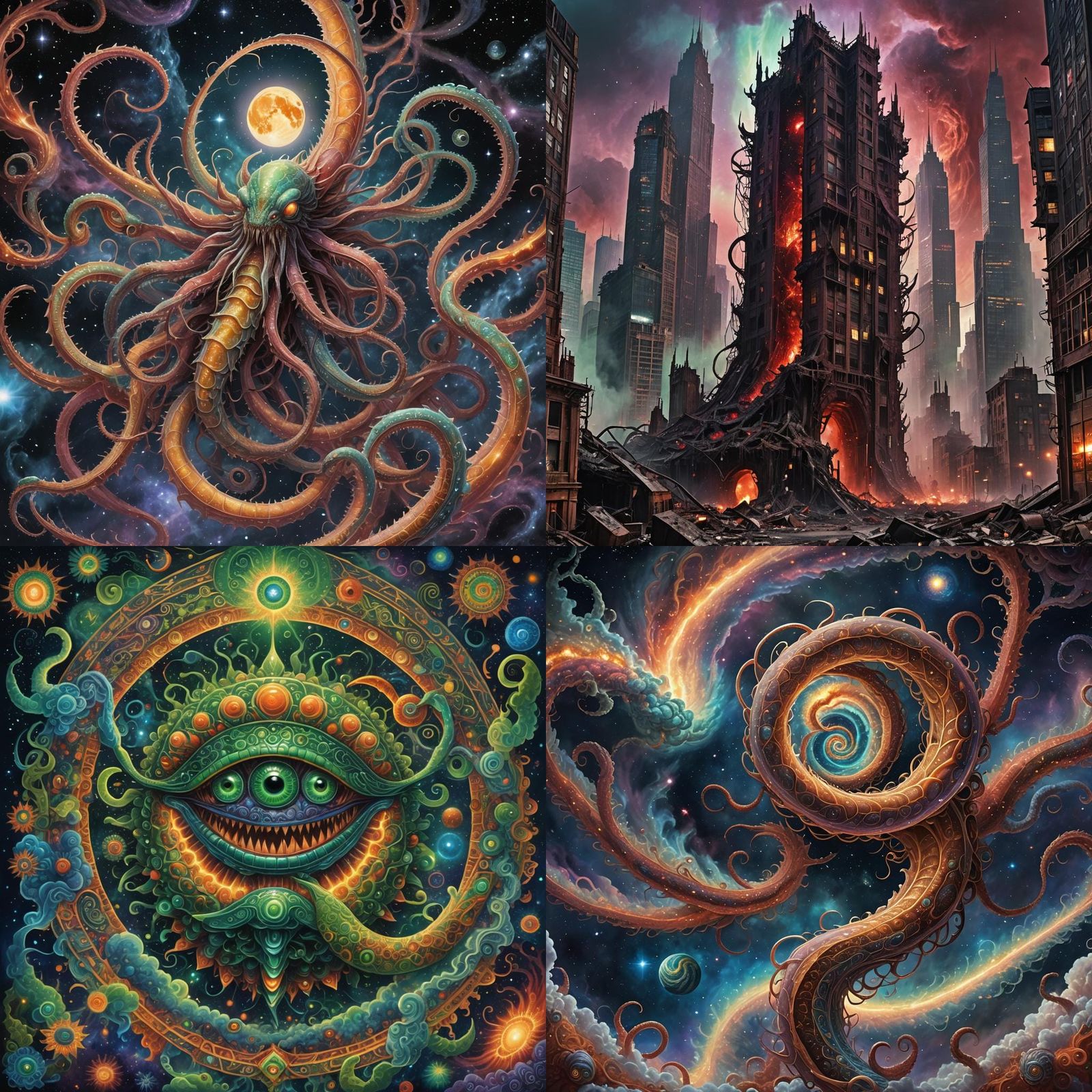 Eldritch Death Worm Kaiju: Cosmic Illustration