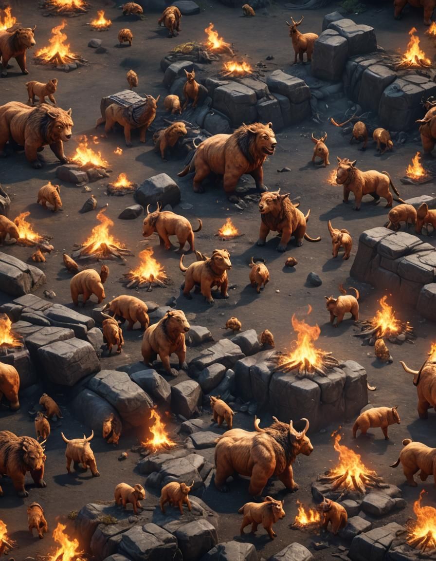 Fiery Animals in Epic 3D Style