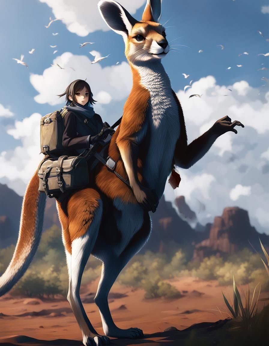Kangaroo Rider in 3D Anime Art