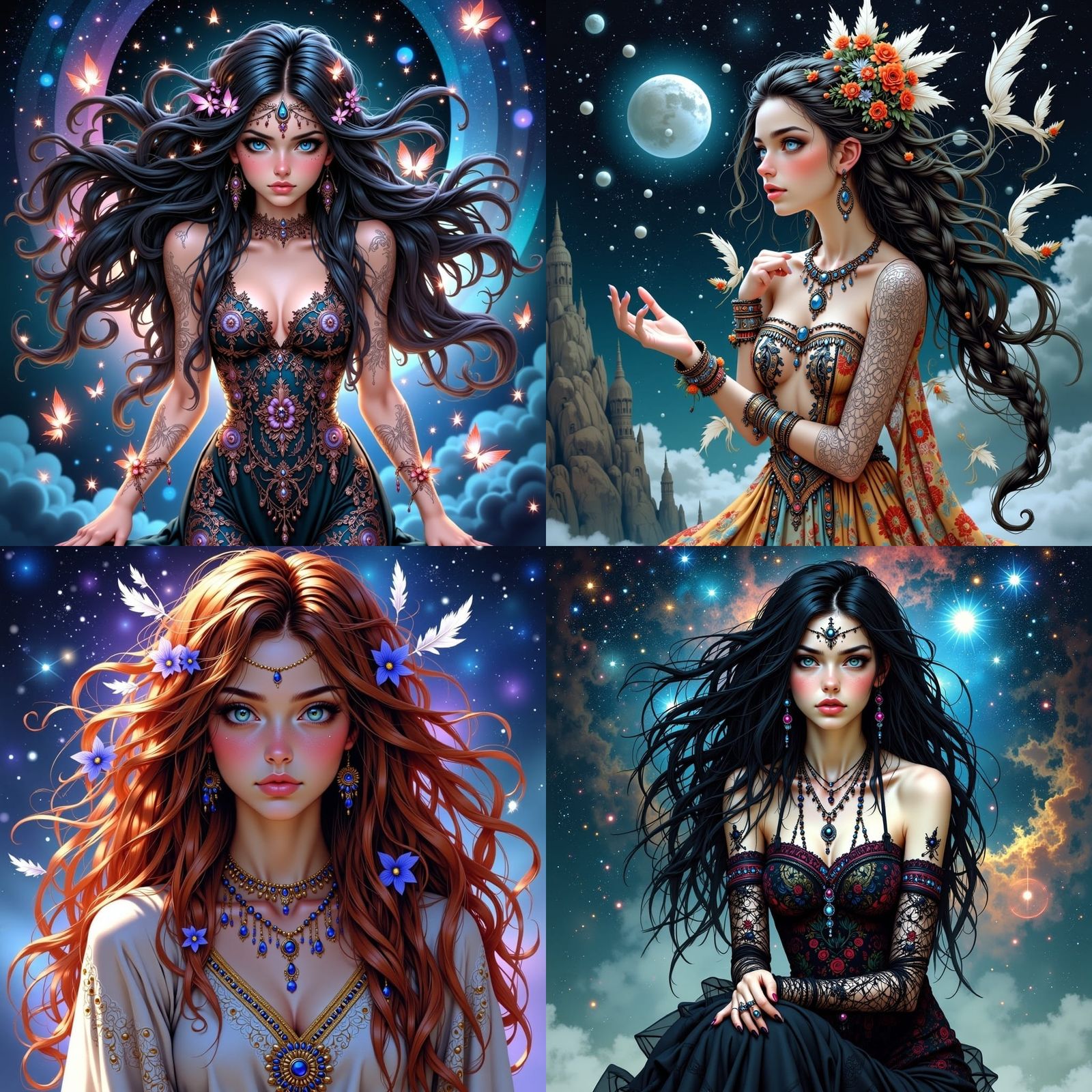 Hyperrealistic Portrait of a Woman in Vibrant Fantasy Attire