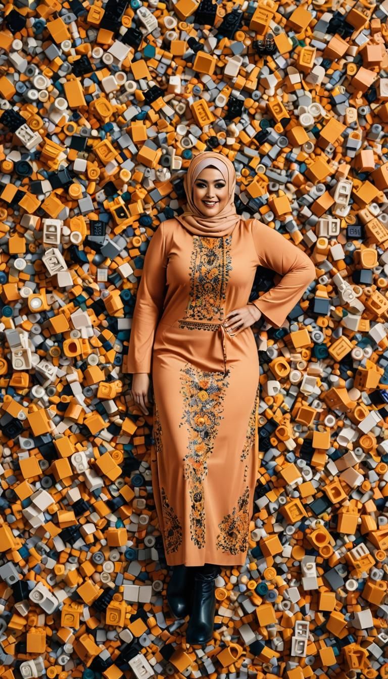 Middle Eastern Woman in Lego Dress Fashion Photo