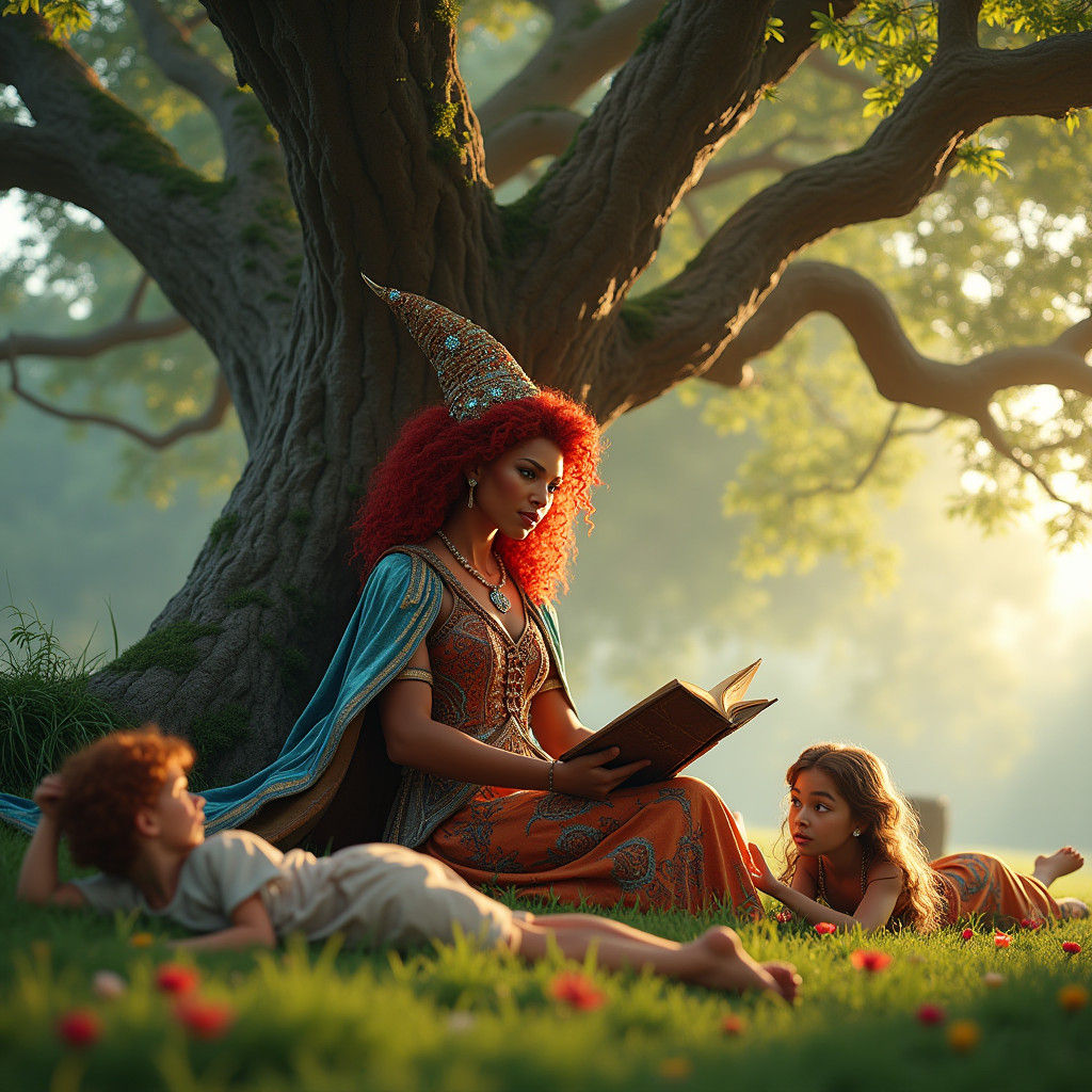 Mother Goose Reading in Enchanted Meadow