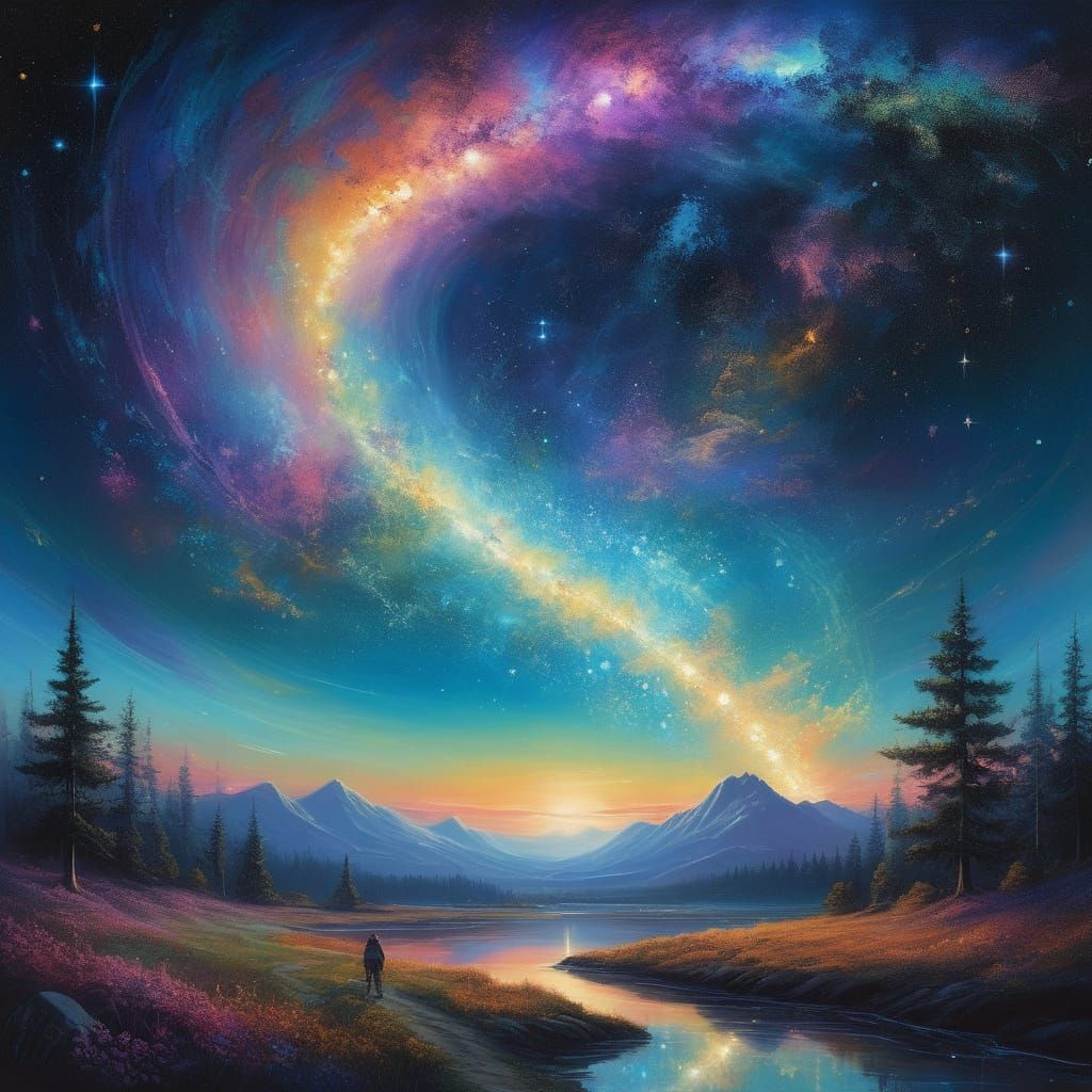 Majestic Celestial Dragon Soars Through Vibrant Galaxy