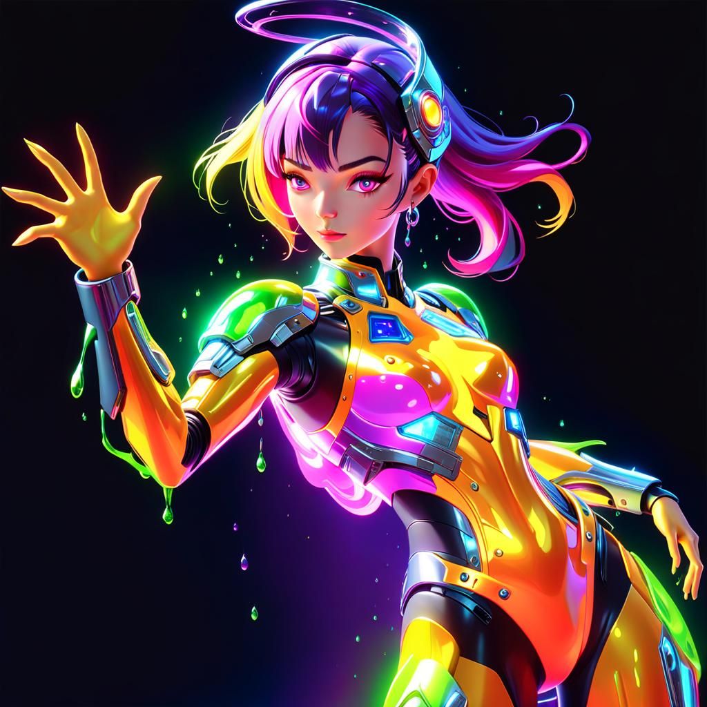 Anime Slime-Girl in Futuristic Armor