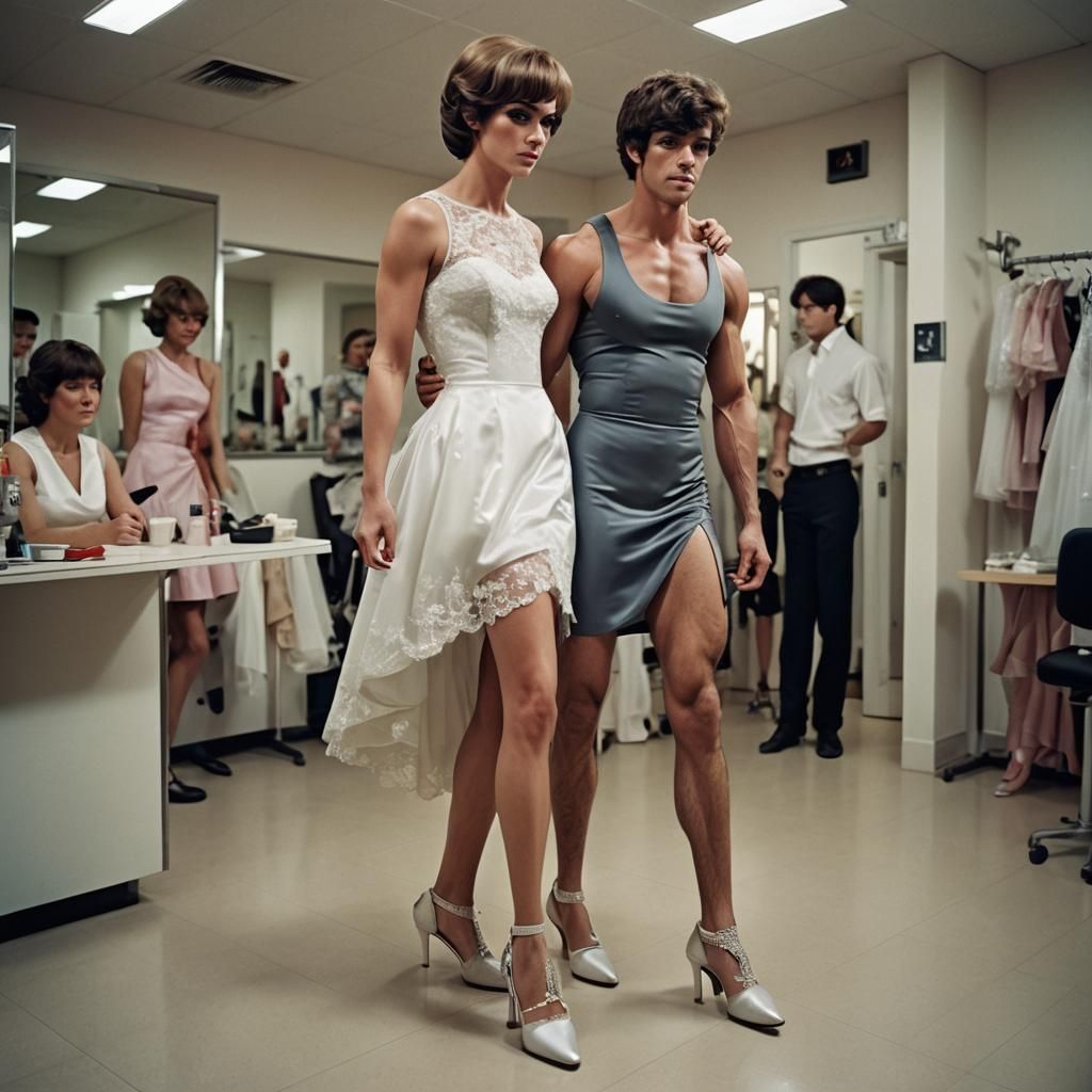 Cross-Dressed Bodybuilder in Bridal Salon: Cinematic Film St...