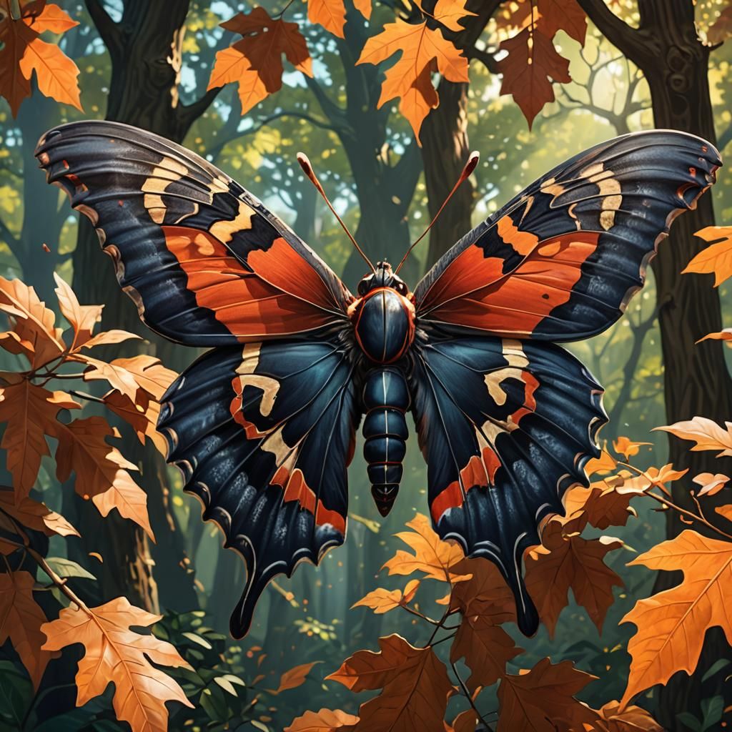 Cecropia Moth Portrait in Dappled Light