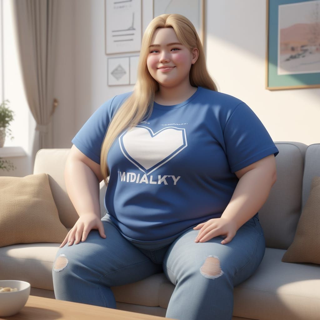 Charming Anime-Inspired Goddess in Cozy Living Room