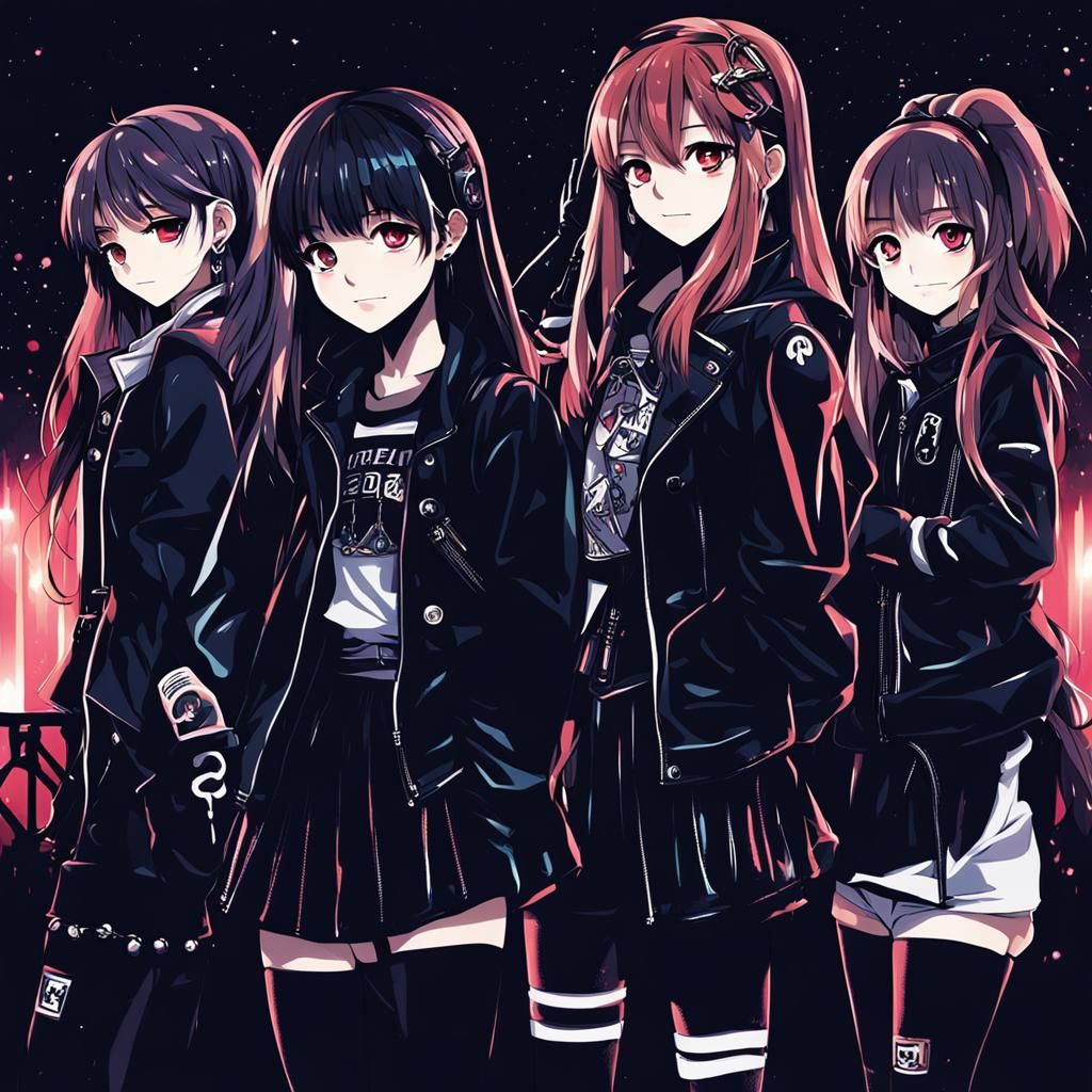 K-Pop Band in Anime Key Visual Style