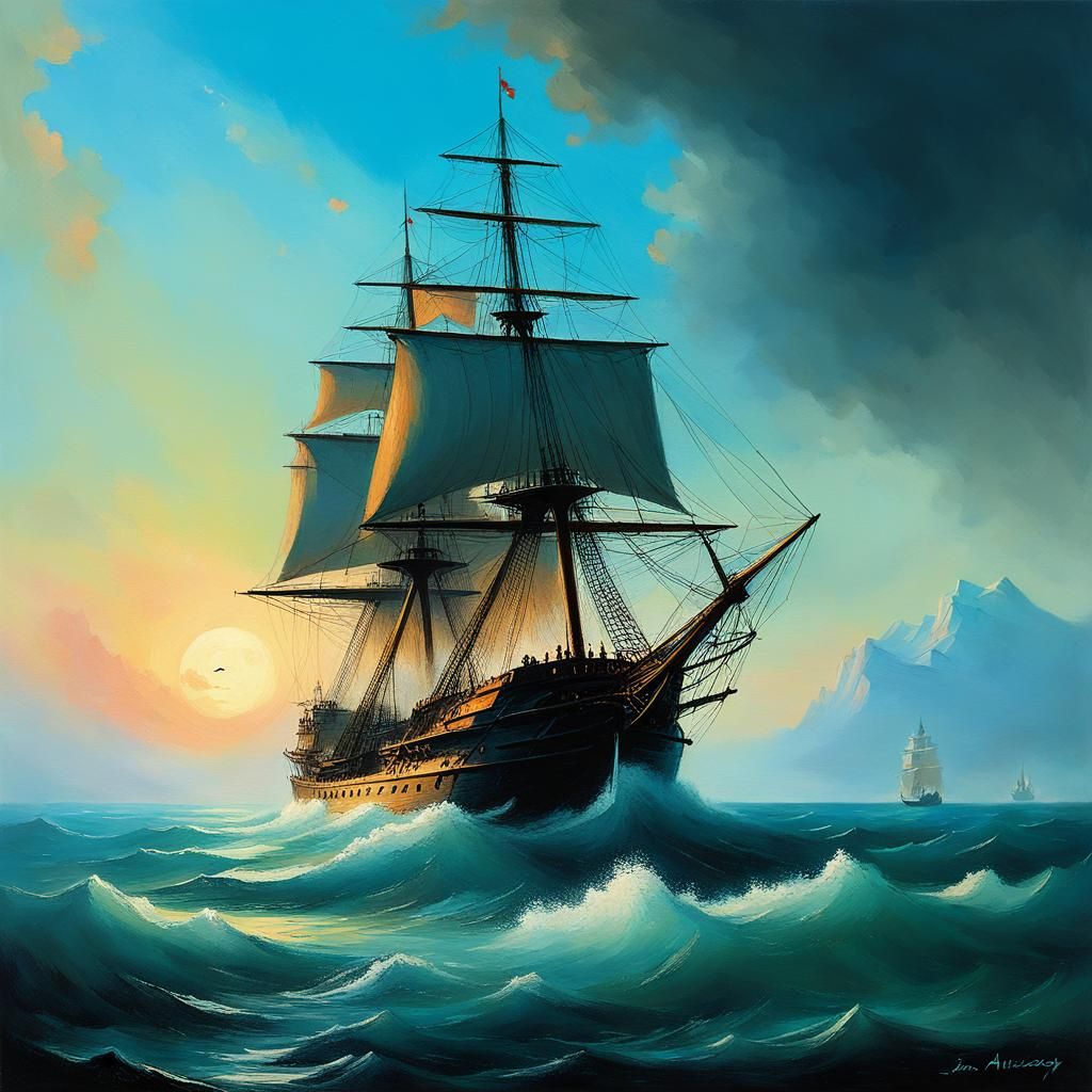 Dramatic Seascape in Romantic Style