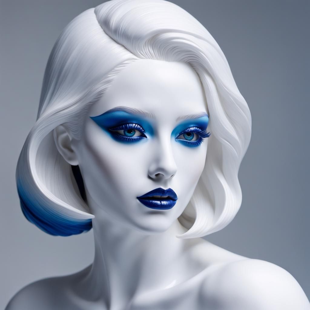 Hyperrealistic Porcelain Sculpture of a Girl