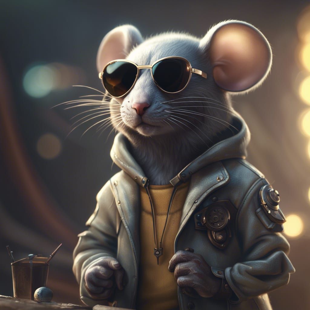 Cool Mouse with Sunglasses: Cinematic Digital Art