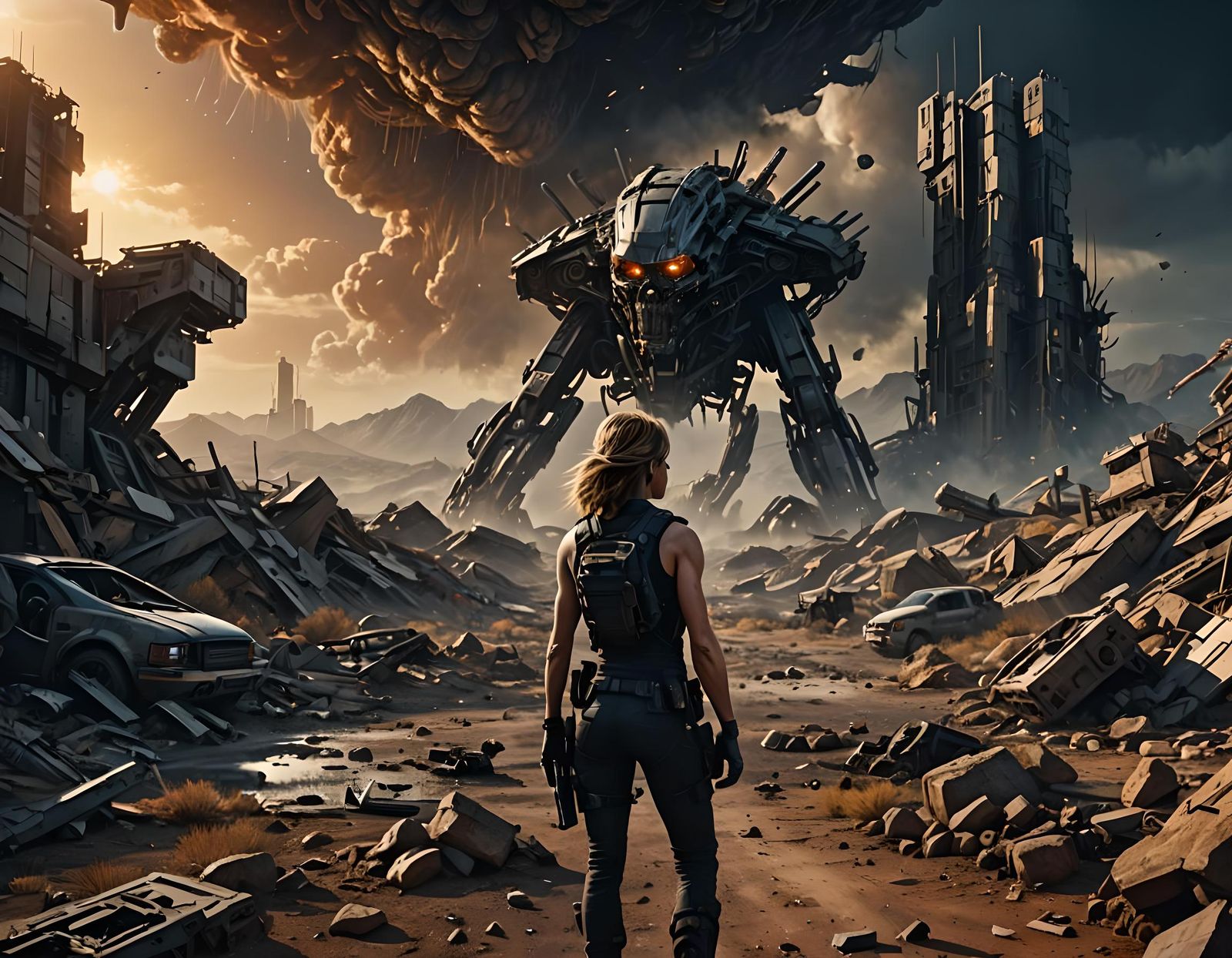 Sarah Connor: Detailed Matte Painting in 8k