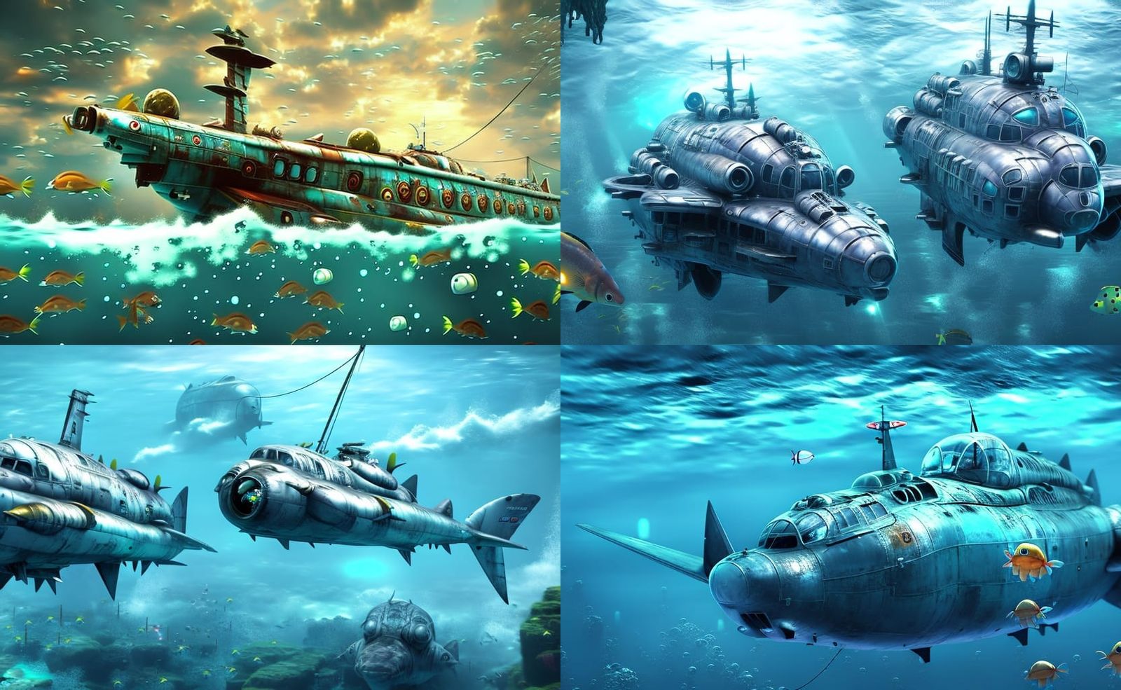 Submarine with fish in the background