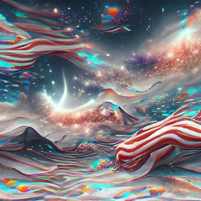 Astral Cosmic American Flag in Mixed Media