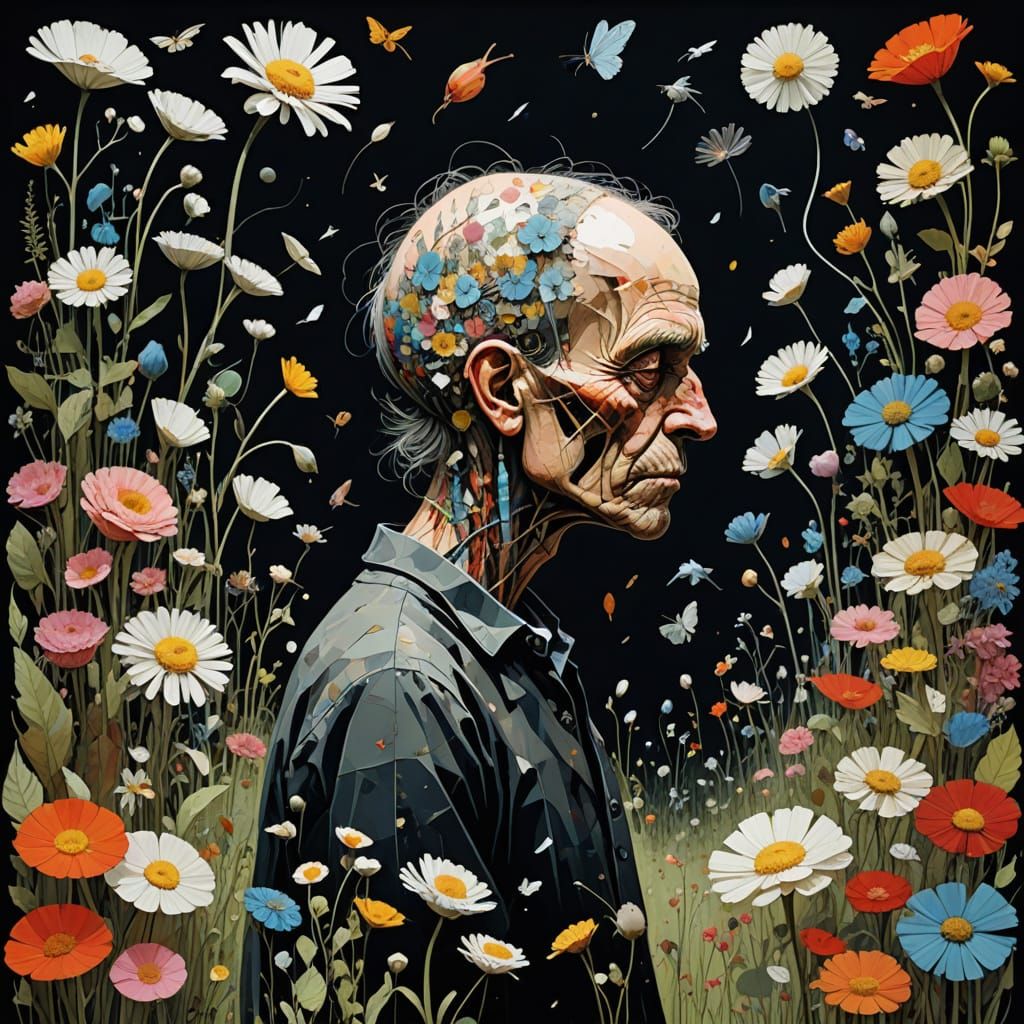 Surreal Dichotomy: Stark Landscape Meets Pastel Garden