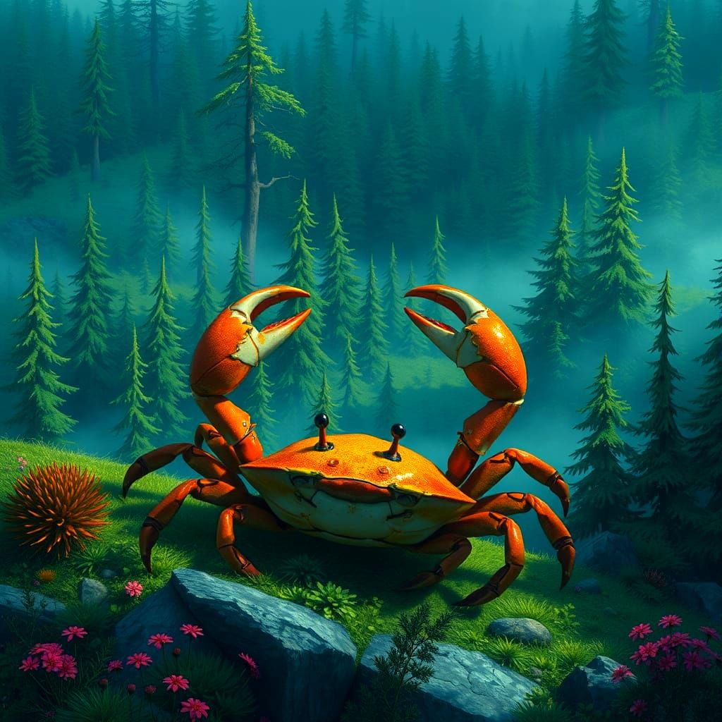Crab Adorned Landscape: A Striking Visual