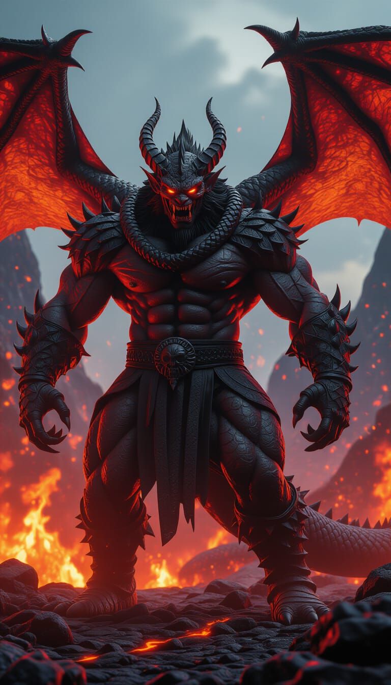 Hyper-Realistic True Ogre in Erupting Volcano, Tekken Style