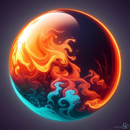 Flames in a Bubble: Hyperdetailed Concept Art