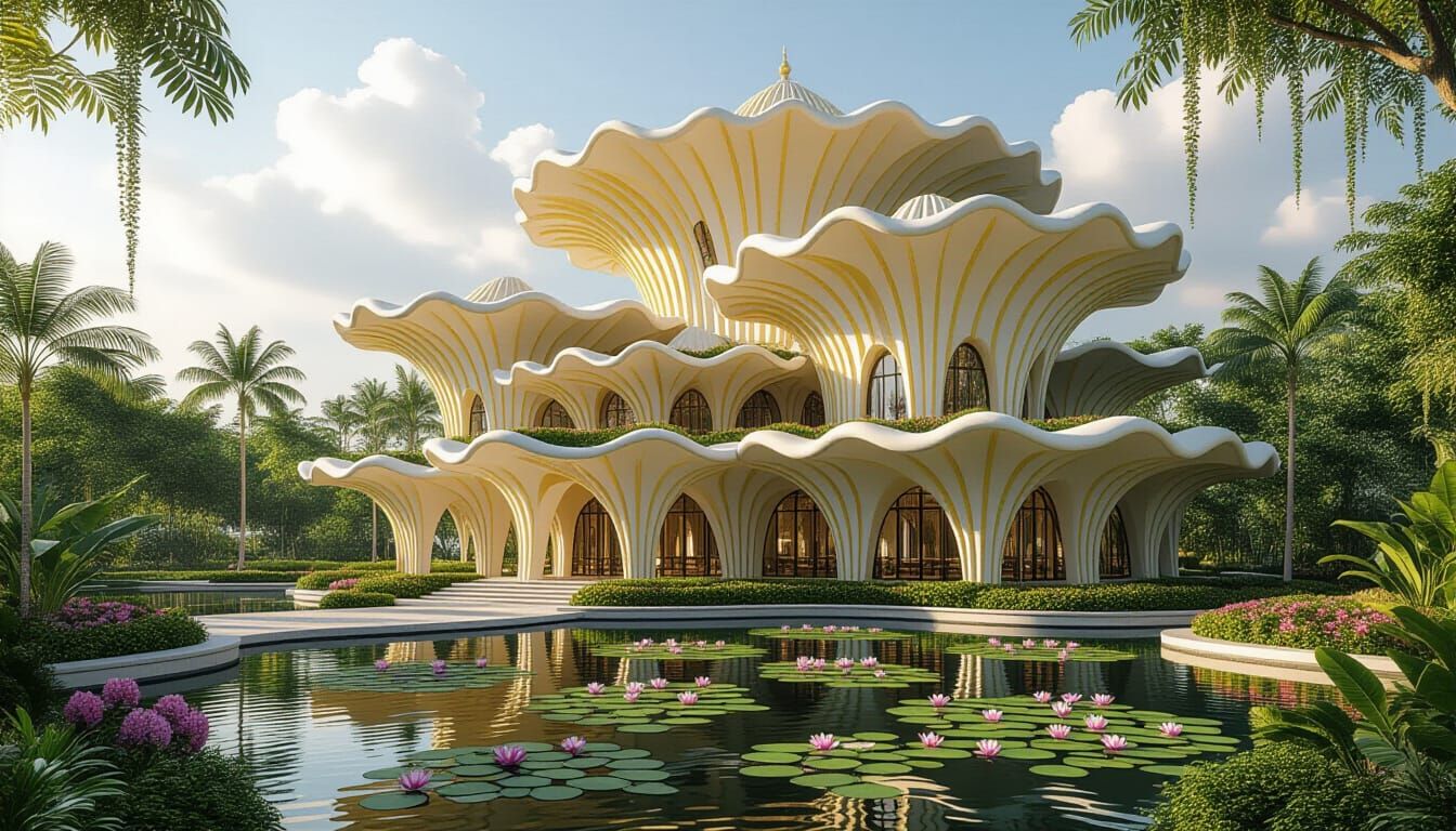 Lush Palace-Hotel in Bagan Jungle, Photo-realistic