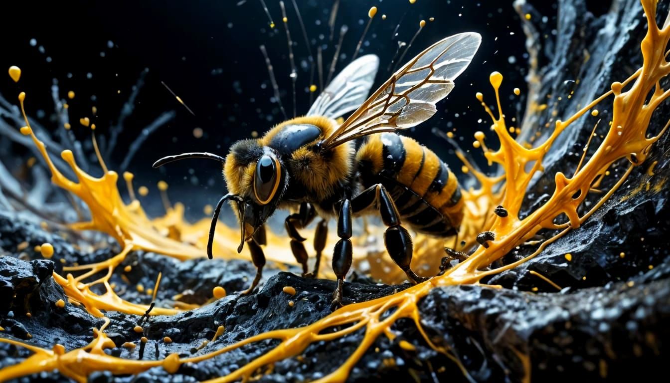 Surreal Abstract Bee Art in Pollock Style