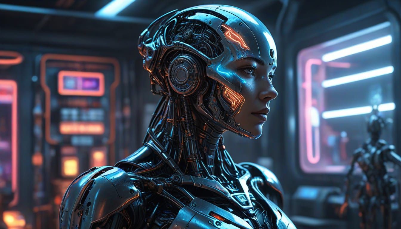 Cyborg Unity in Neon Hues