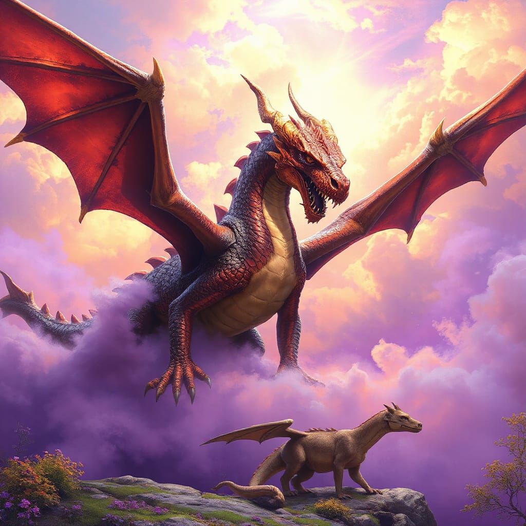Enchanted Dragon in Whimsical Fantasy Realm