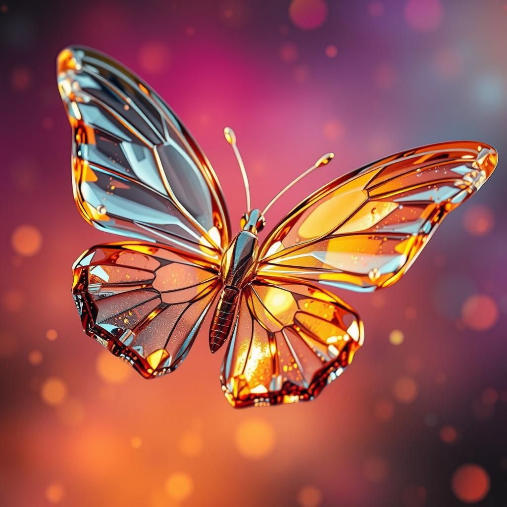 Metallic Crystal Butterfly in Dramatic Splash Art Style