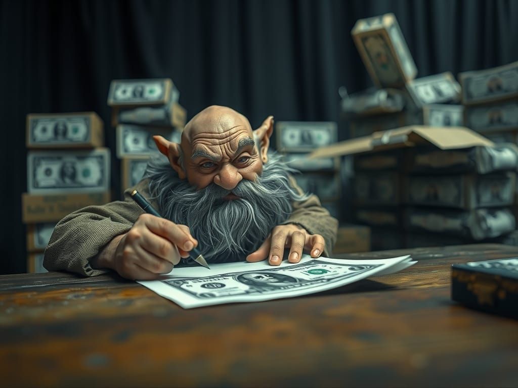Dwarf Forges Money with Pen and Ink