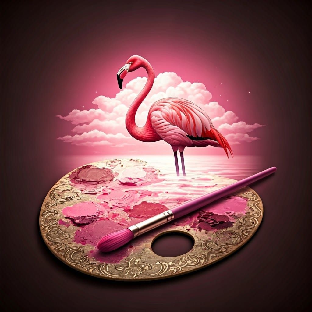 Oil Painting Palette Transforms into Vibrant Pink Masterpiec...