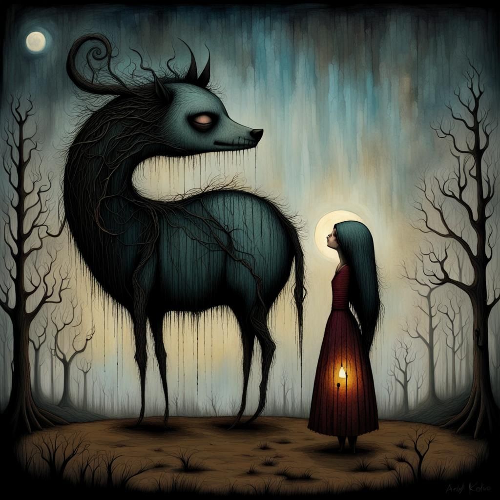 Evoking Despair: A Surrealist Folk Art Impression