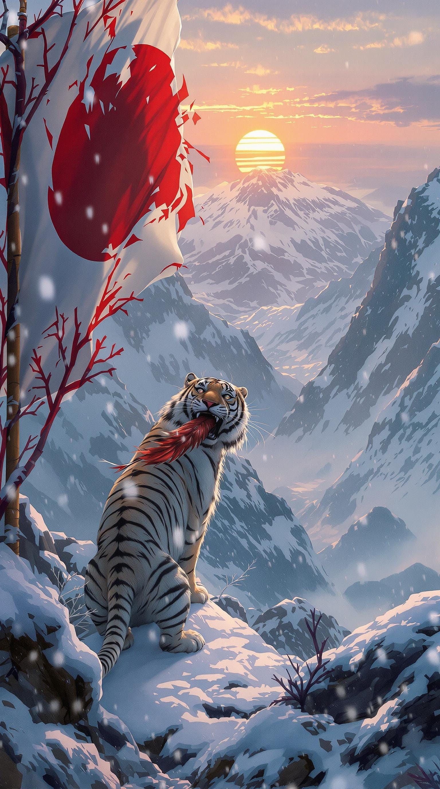 Byakko Carries Feather Through Snowy Mountains