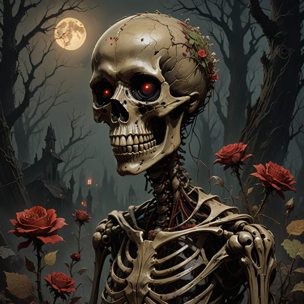 Surreal Gothic Portrait in Expressive Brushstrokes