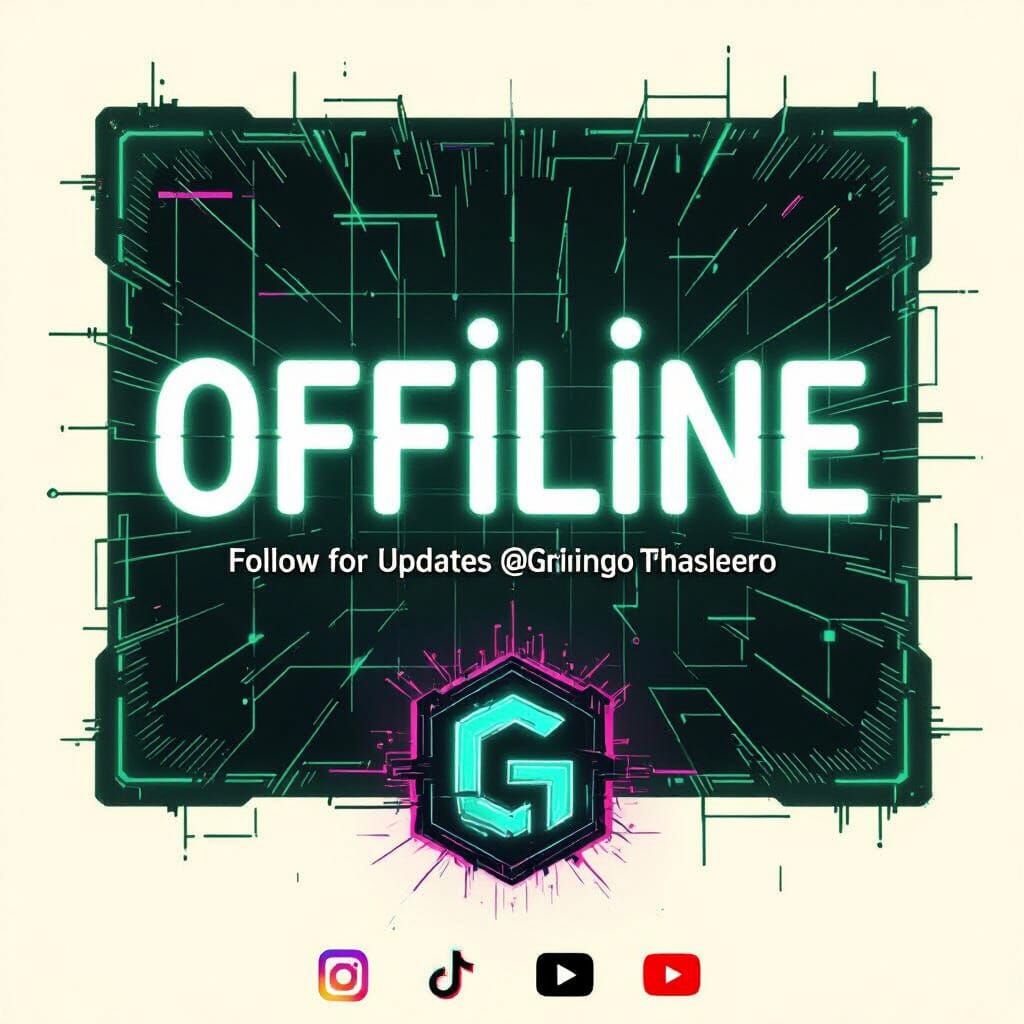 Cyberpunk Livestream Offline Screen in Neon Colors