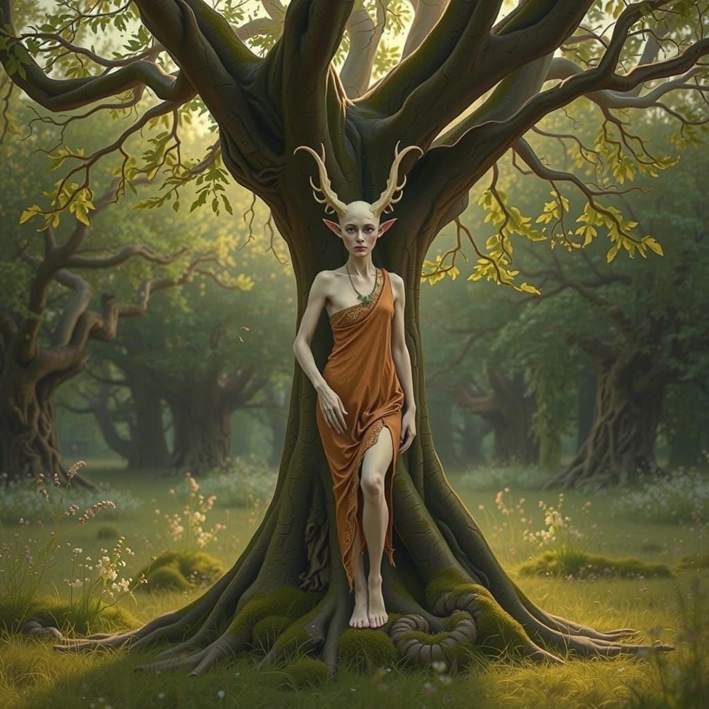Ethereal Faun in Whimsical Woodland, Artistic Impression