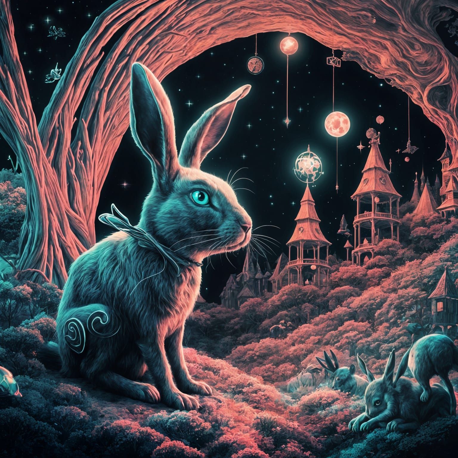 Surreal Alice Wonderland Inverted Colors Dark Fantasy