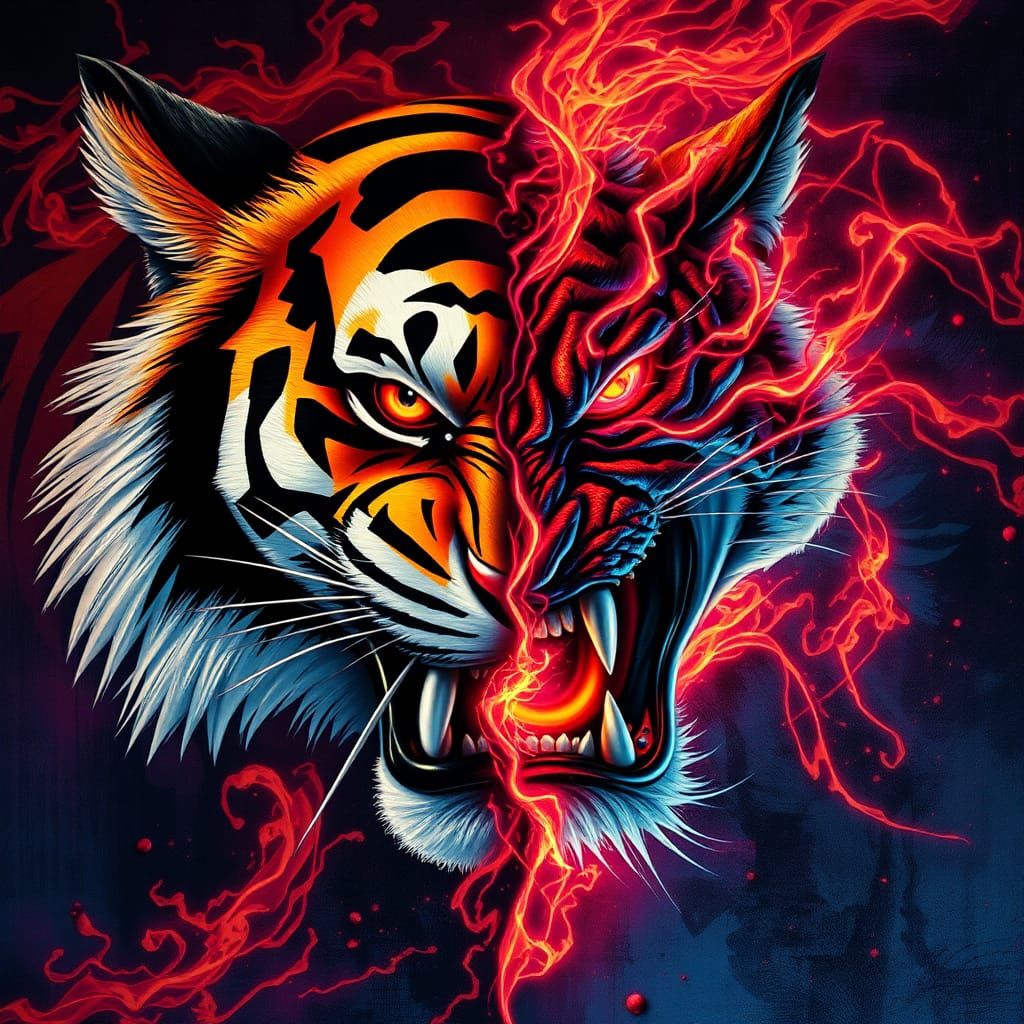 Hyperrealistic Graffiti Art: Tiger and Dragon