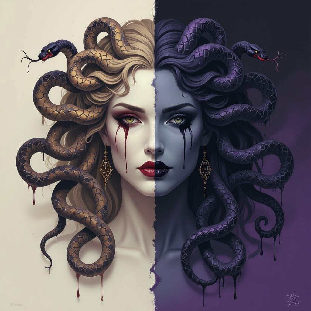 Medusa Portrait in Dark Fantasy Concept Art Style